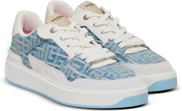 Balmain B-Court Flip trainers in monogram PB Labyrinth denim Blue Dames