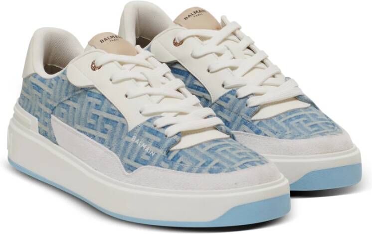 Balmain B-Court Flip trainers in monogram PB Labyrinth denim Blue Heren