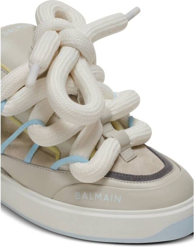 Balmain B-Court Puffy Skate sneakers van kalfsleer en suède Gray Heren