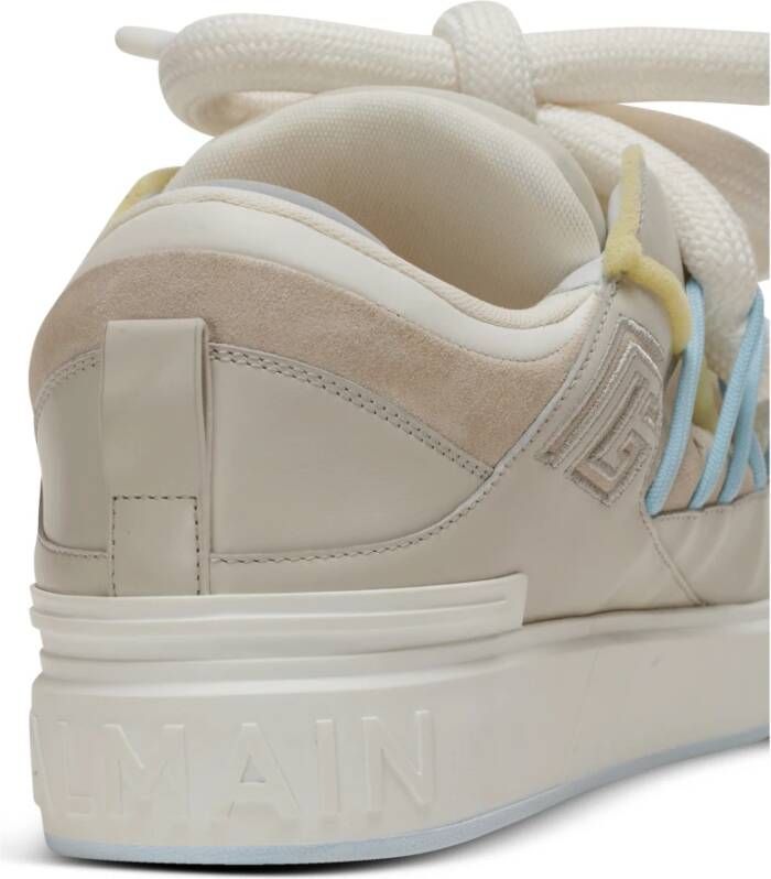 Balmain B-Court Puffy Skate sneakers van kalfsleer en suède Gray Heren