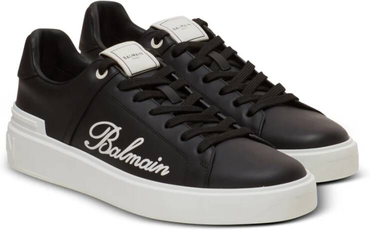 Balmain B-Court Signature kalfsleren trainers Black Heren