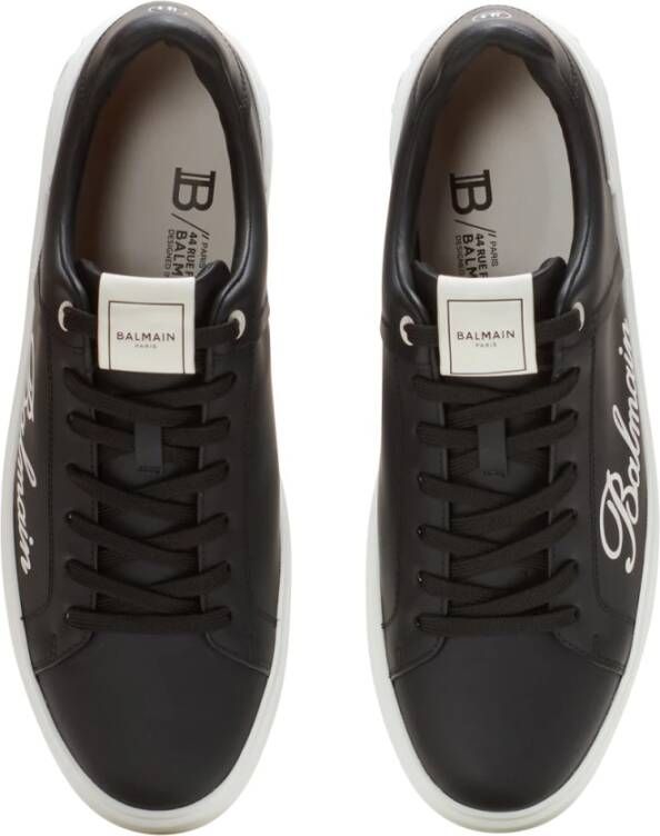 Balmain B-Court Signature kalfsleren trainers Black Heren