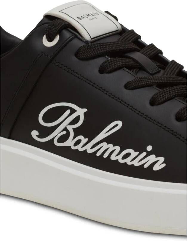 Balmain B-Court Signature kalfsleren trainers Black Heren