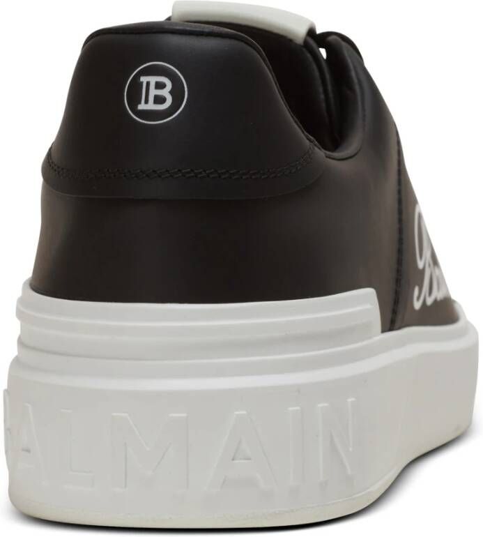 Balmain B-Court Signature kalfsleren trainers Black Heren