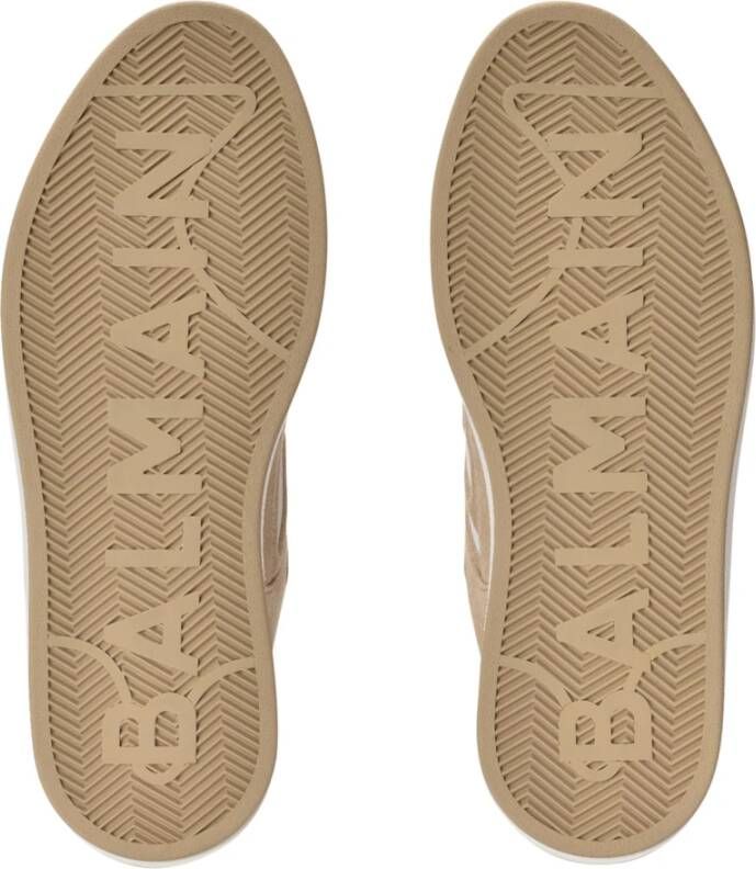 Balmain B-Court Skate trainers in fleece en kalfsleer Beige Dames