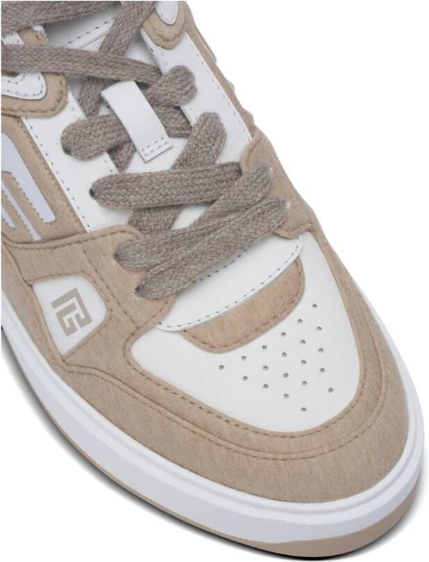 Balmain B-Court Skate trainers in fleece en kalfsleer Beige Dames