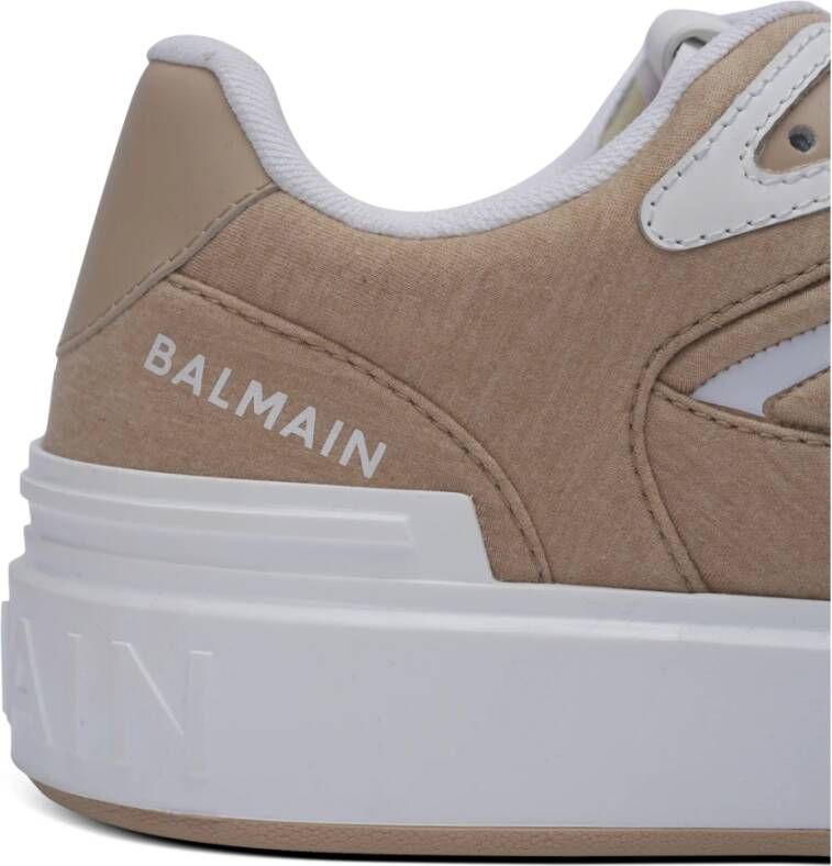 Balmain B-Court Skate trainers in fleece en kalfsleer Beige Dames