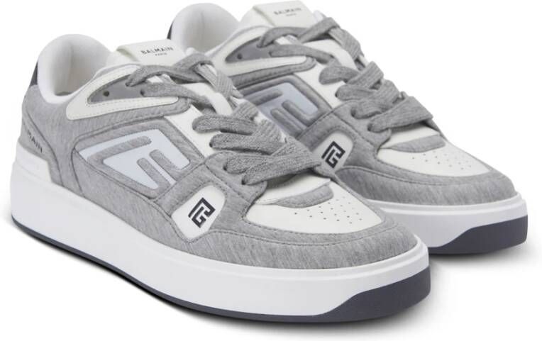 Balmain B-Court Skate trainers van fleece en kalfsleer Gray Heren