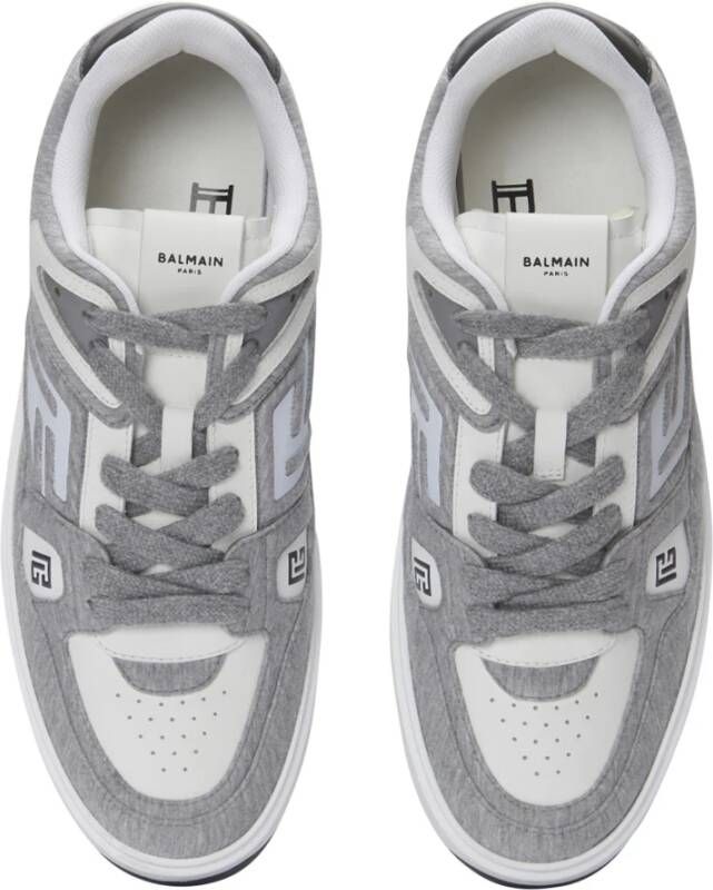 Balmain B-Court Skate trainers van fleece en kalfsleer Gray Heren