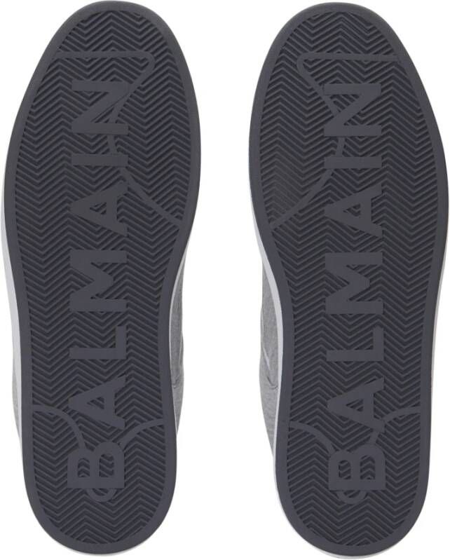 Balmain B-Court Skate trainers van fleece en kalfsleer Gray Heren