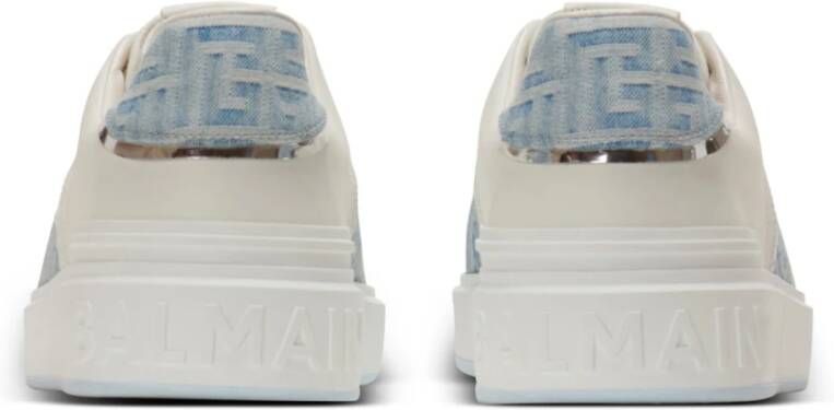 Balmain B-Court trainers in leer en denim Blue Heren