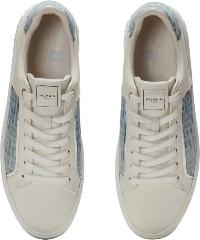 Balmain B-Court trainers in leer en denim Blue Heren