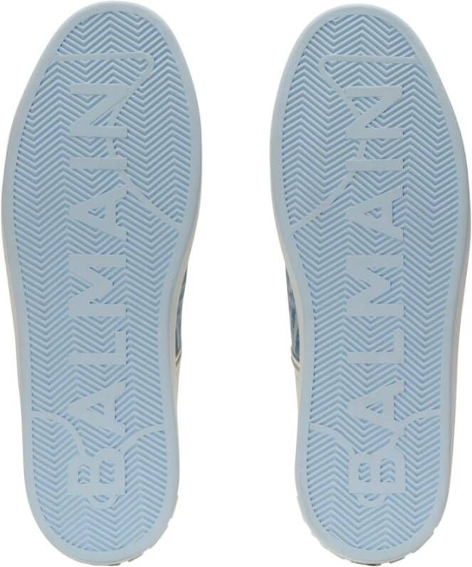 Balmain B-Court trainers in leer en denim Blue Heren