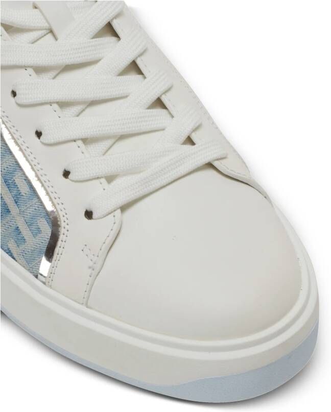 Balmain B-Court trainers in leer en denim Blue Heren