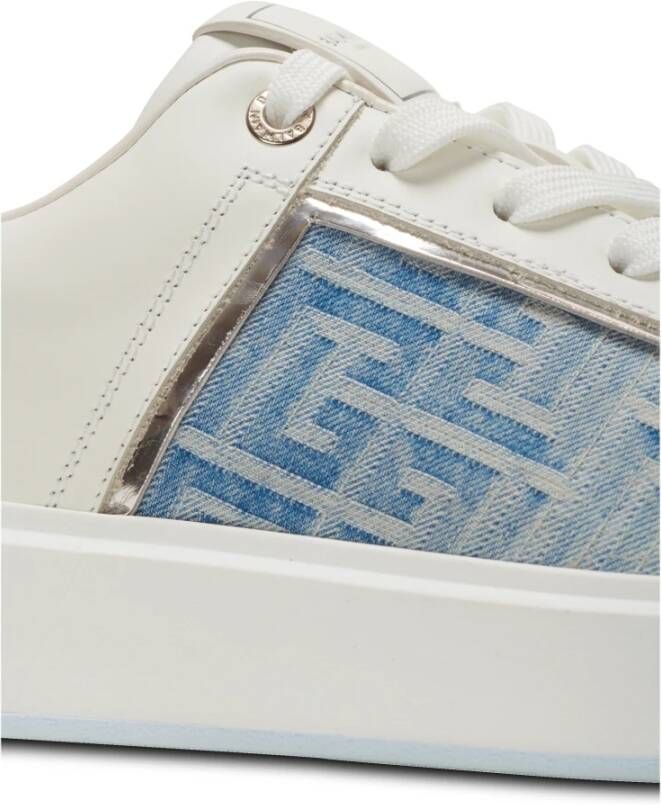 Balmain B-Court trainers in leer en denim Blue Heren