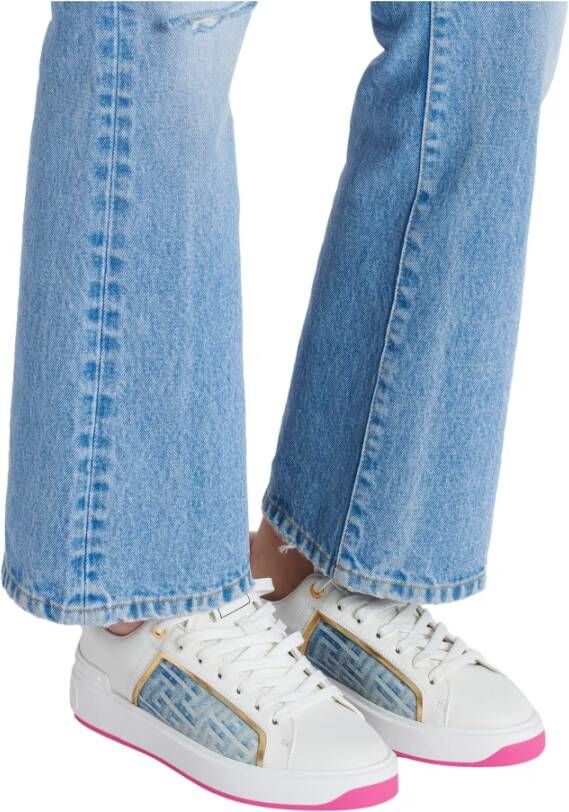 Balmain B-Court trainers in leer en denim White Dames