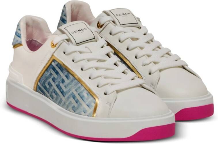 Balmain B-Court trainers in leer en denim White Dames