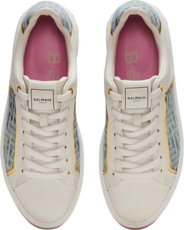 Balmain B-Court trainers in leer en denim White Dames