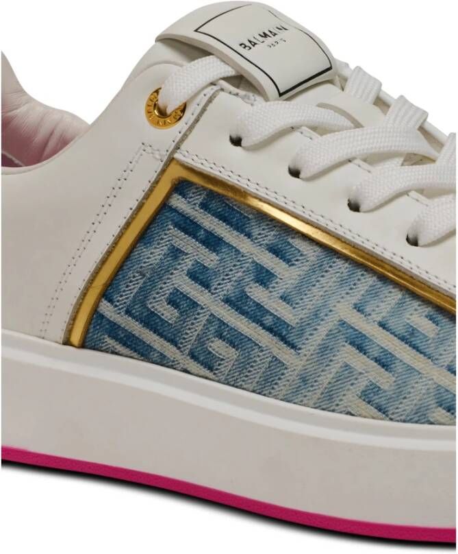 Balmain B-Court trainers in leer en denim White Dames