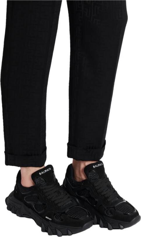 Balmain B-East sneakers van leer suède en mesh Black Heren