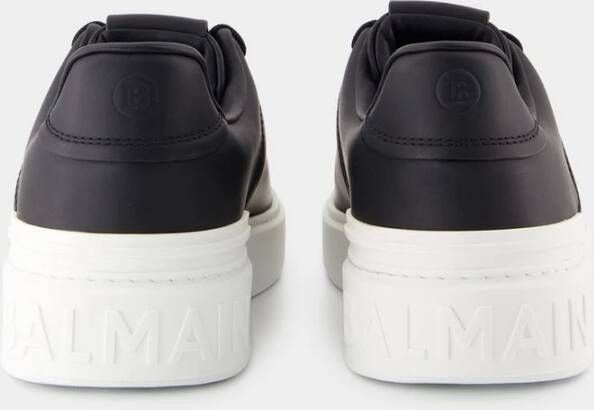 Balmain Court Sneakers Leer Zwart Wit Black Heren