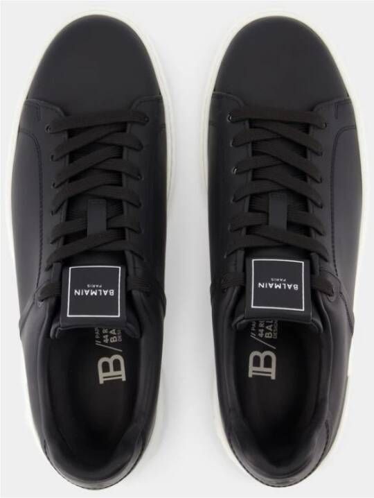 Balmain Court Sneakers Leer Zwart Wit Black Heren