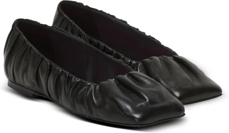 Balmain Eden ballet flats in gerimpeld lamsvacht Black Dames