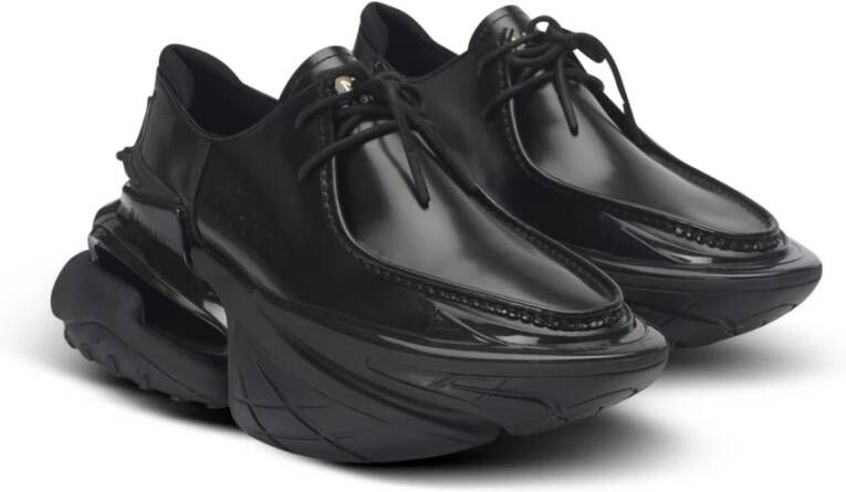 Balmain Eenhoorn geglazuurde leren loafers Black Heren