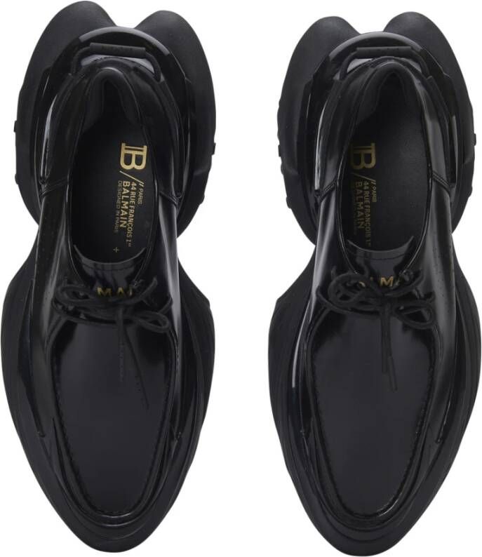 Balmain Eenhoorn geglazuurde leren loafers Black Heren