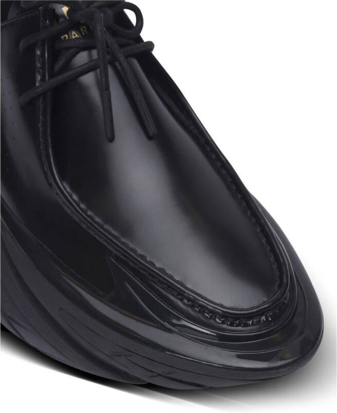 Balmain Eenhoorn geglazuurde leren loafers Black Heren