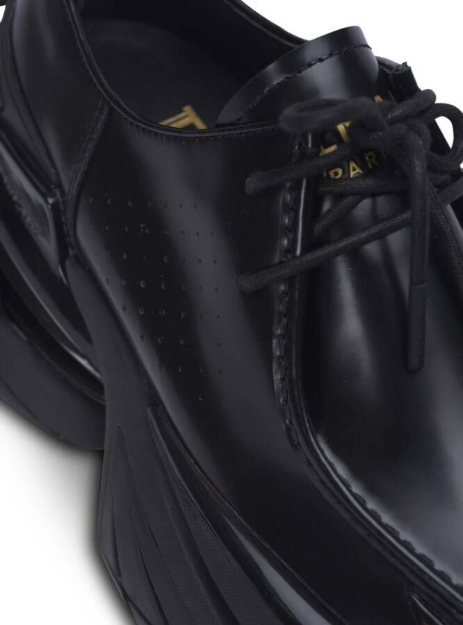 Balmain Eenhoorn geglazuurde leren loafers Black Heren