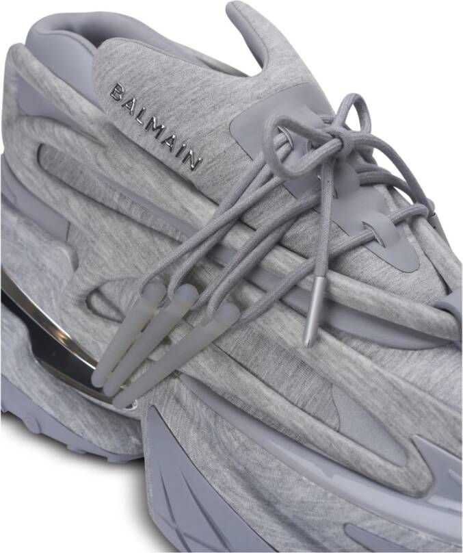 Balmain Eenhoorn lage fleece print trainers Gray Heren