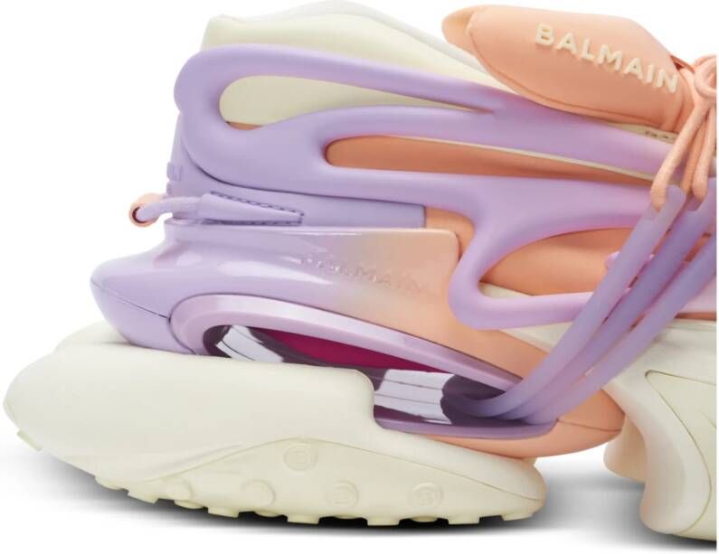 Balmain Eenhoorn lage sneakers in neopreen en kalfsleer Multicolor Dames