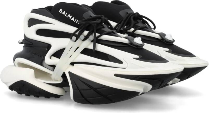 Balmain Eenhoorn lage-top sneakers Zwart Wit Black Heren