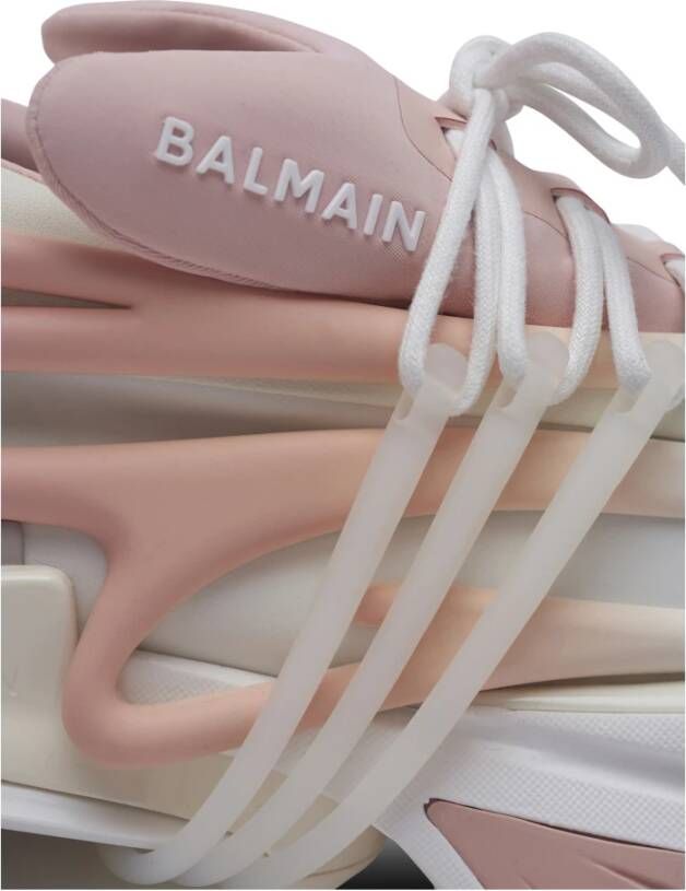 Balmain Eenhoorn lage trainers in neopreen en kalfsleer Beige Dames