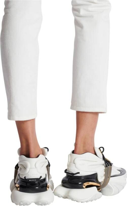 Balmain Eenhoorn Lage trainers in neopreen en kalfsleer White Dames