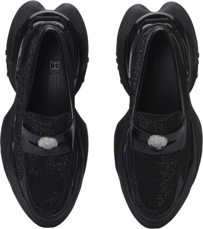 Balmain Eenhoorn loafers in strass kalfsleer Black Heren