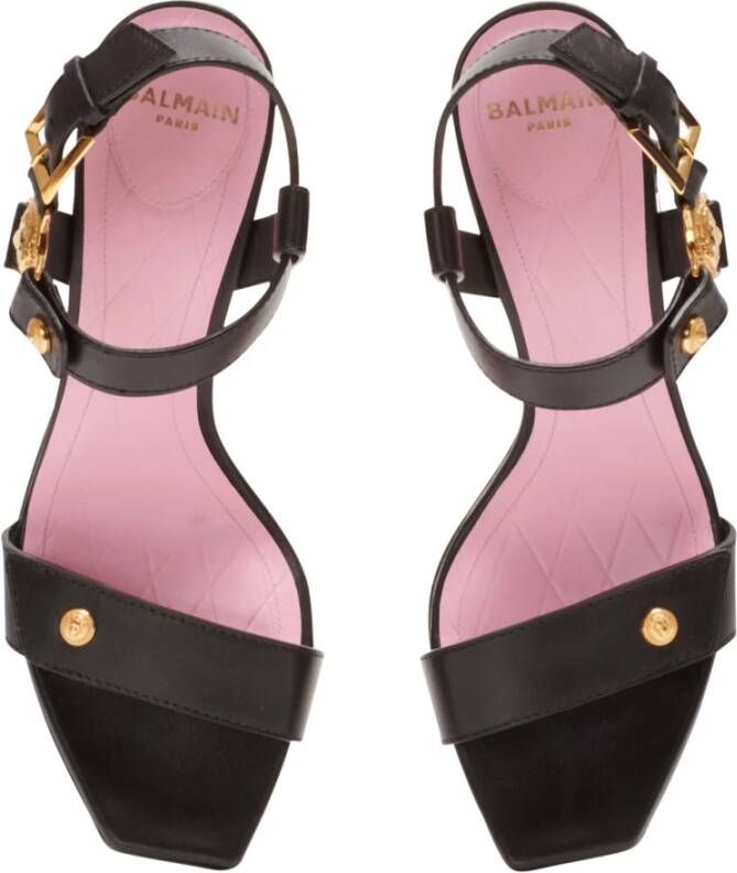 Balmain Gehakte Eva-sandalen in kalfsleer Black Dames