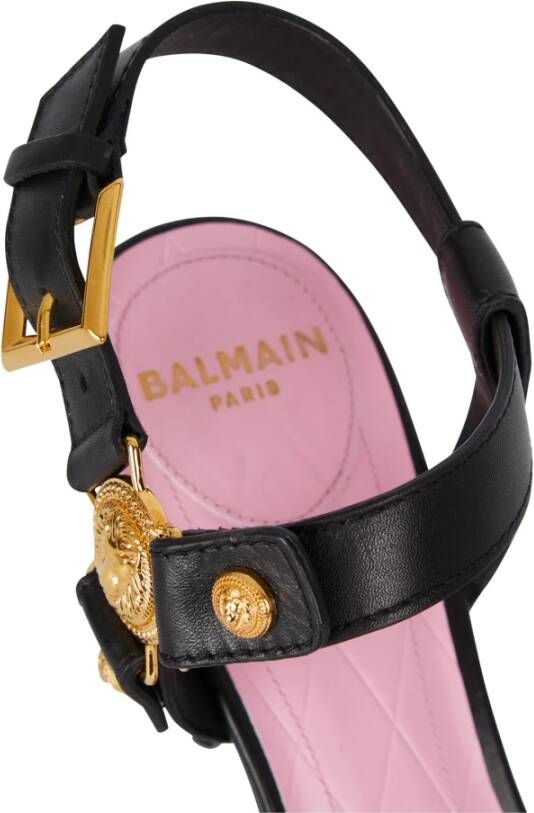 Balmain Gehakte Eva-sandalen in kalfsleer Black Dames