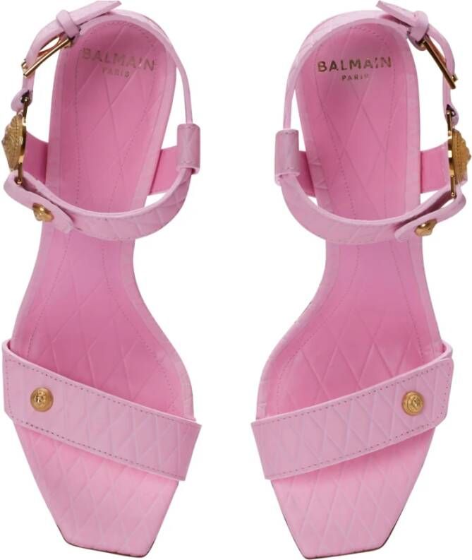 Balmain Gehakte Eva sandalen in kalfsleer Pink Dames