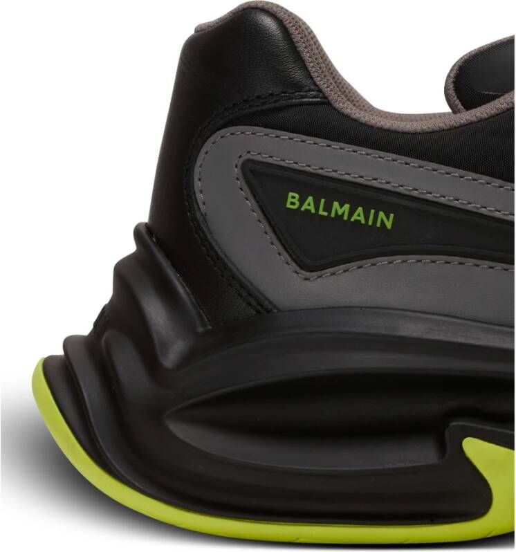 Balmain Hardloop-Rij leer en nylon trainers Black Heren