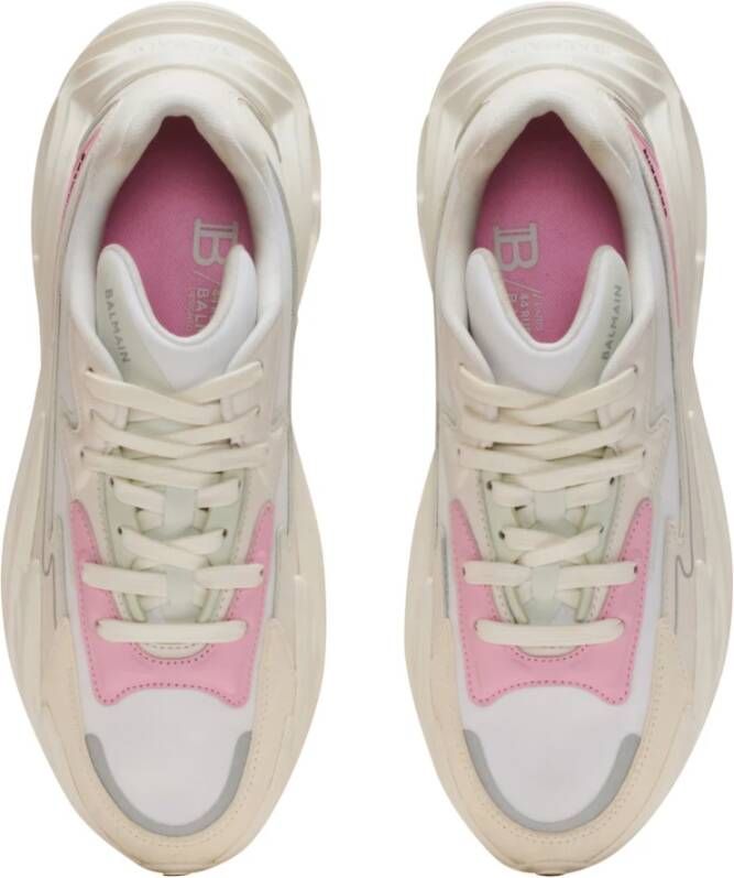 Balmain Hardloop-Roe leer en nylon trainers White Dames