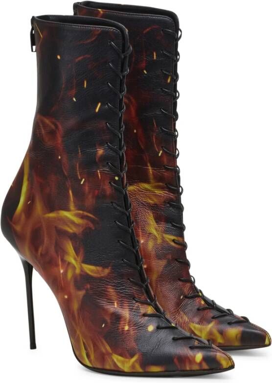 Balmain Uria ankle boots in Fire print leather Oranje Dames