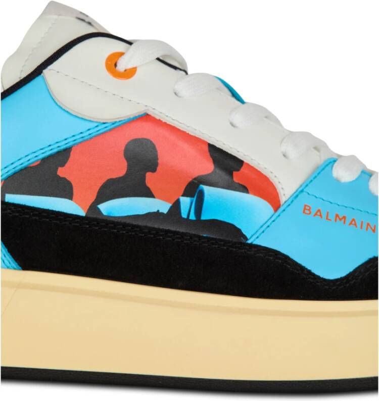 Balmain Kalfsleren B-Court Flip trainers met Prince Gyasi print Multicolor Heren