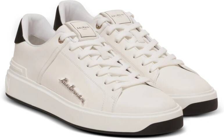 Balmain Kalfsleren B-Court trainers met logo White Heren