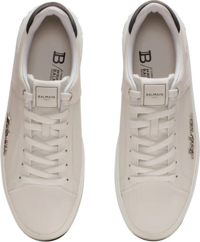 Balmain Kalfsleren B-Court trainers met logo White Heren