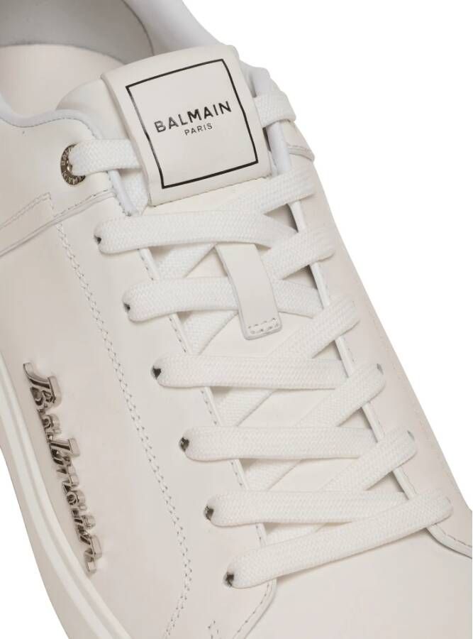 Balmain Kalfsleren B-Court trainers met logo White Heren