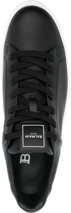 Balmain Lage Court Sneakers met Logo Patch Black Heren