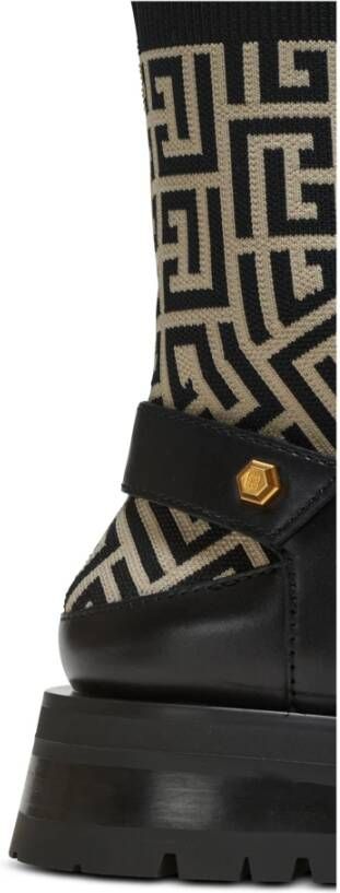 Balmain Leger lederen enkellaarzen Black Dames