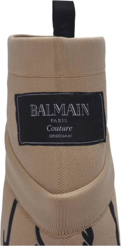 Balmain 'Liefdesbrief' gebreide Crewneck laarzen Beige Dames